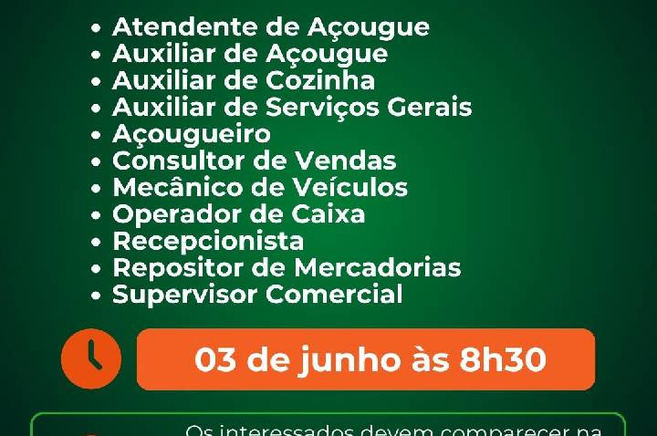 FEIRÃO DE VAGAS NO CVT DE QUIXERE DIA 03 de junho de 2026