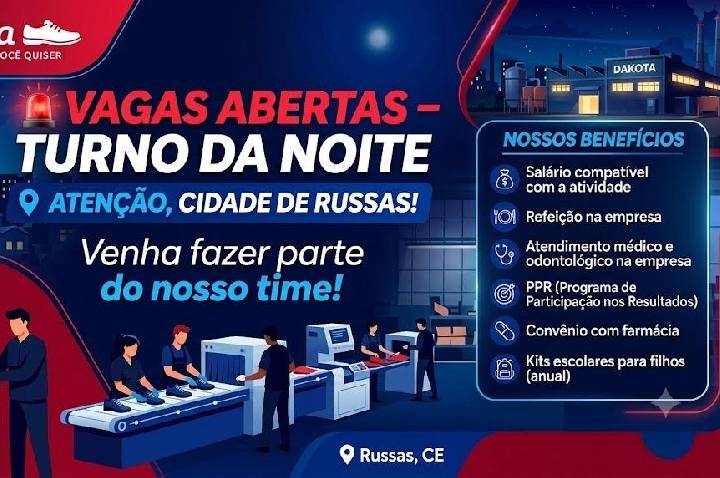 VAGAS ABERTAS PARA DAKOTA RUSSAS