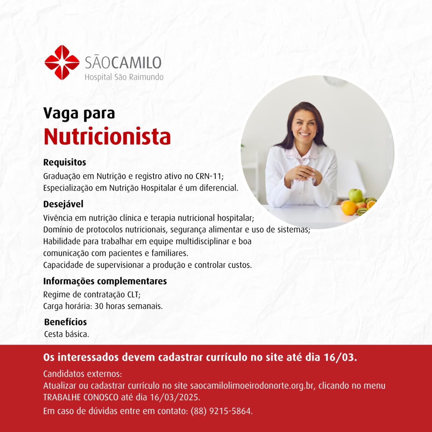 VAGA PARA NUTRICIONISTA