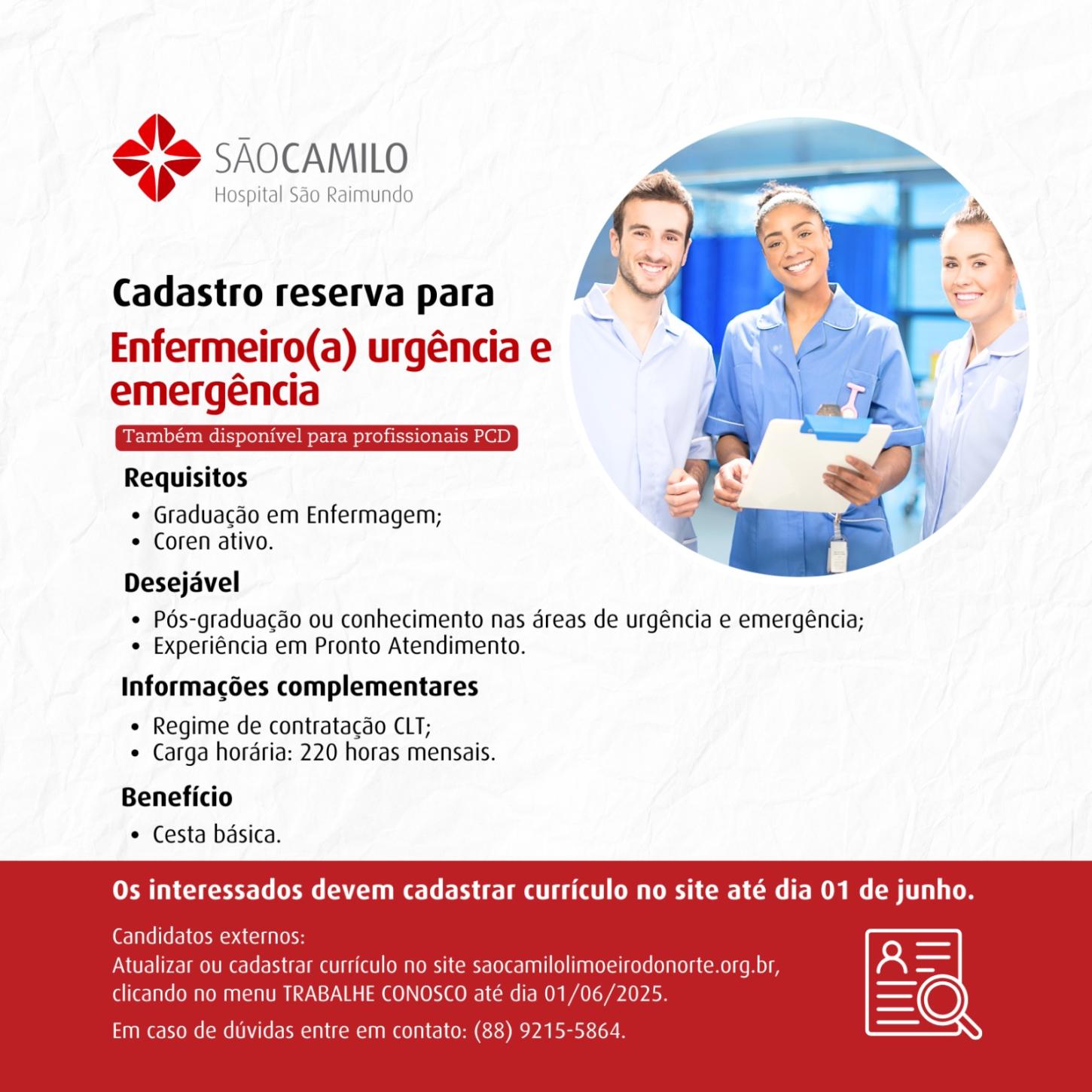 CADASTRO RESERVA PARA ENFERMEIRO(A) DE URGÊNCIA E EMERGÊNCIA