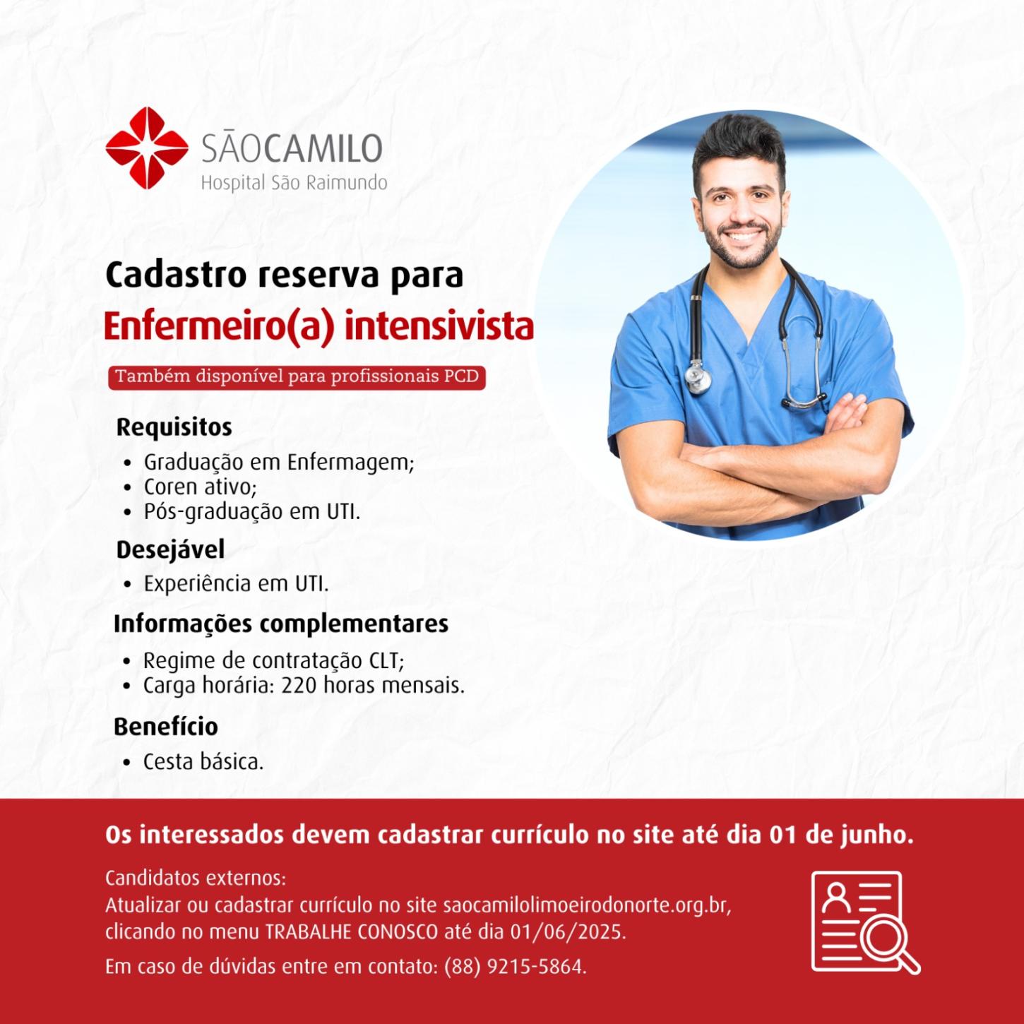CADASTRO RESERVA PARA ENFERMEIRO(A) INTENSIVISTA