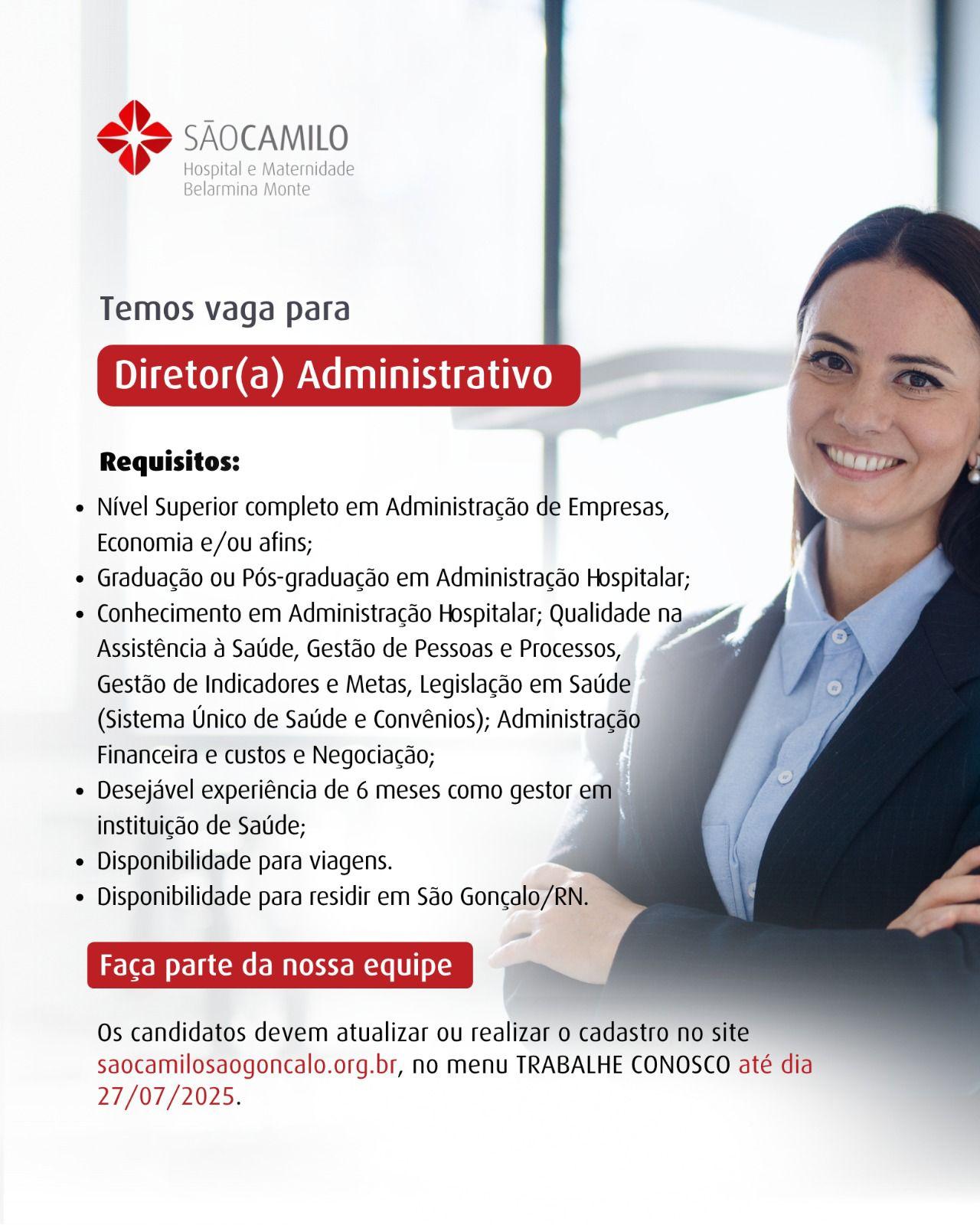 VAGA E CADASTRO RESERVA PARA DIRETOR(A) ADMINISTRATIVO