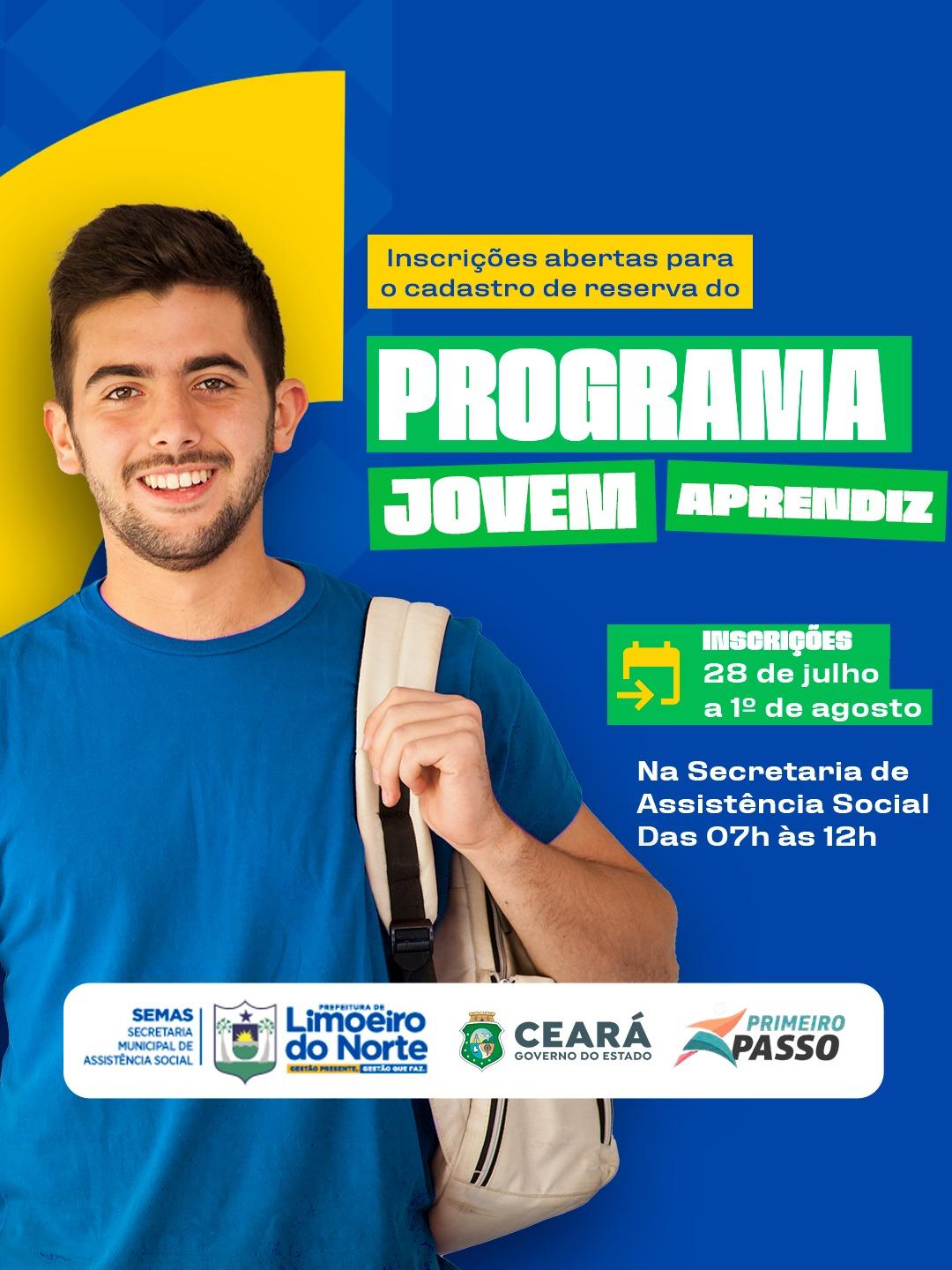 VAGA E CADASTRO RESERVA PARA PROGRAMA JOVEM APRENDIZ