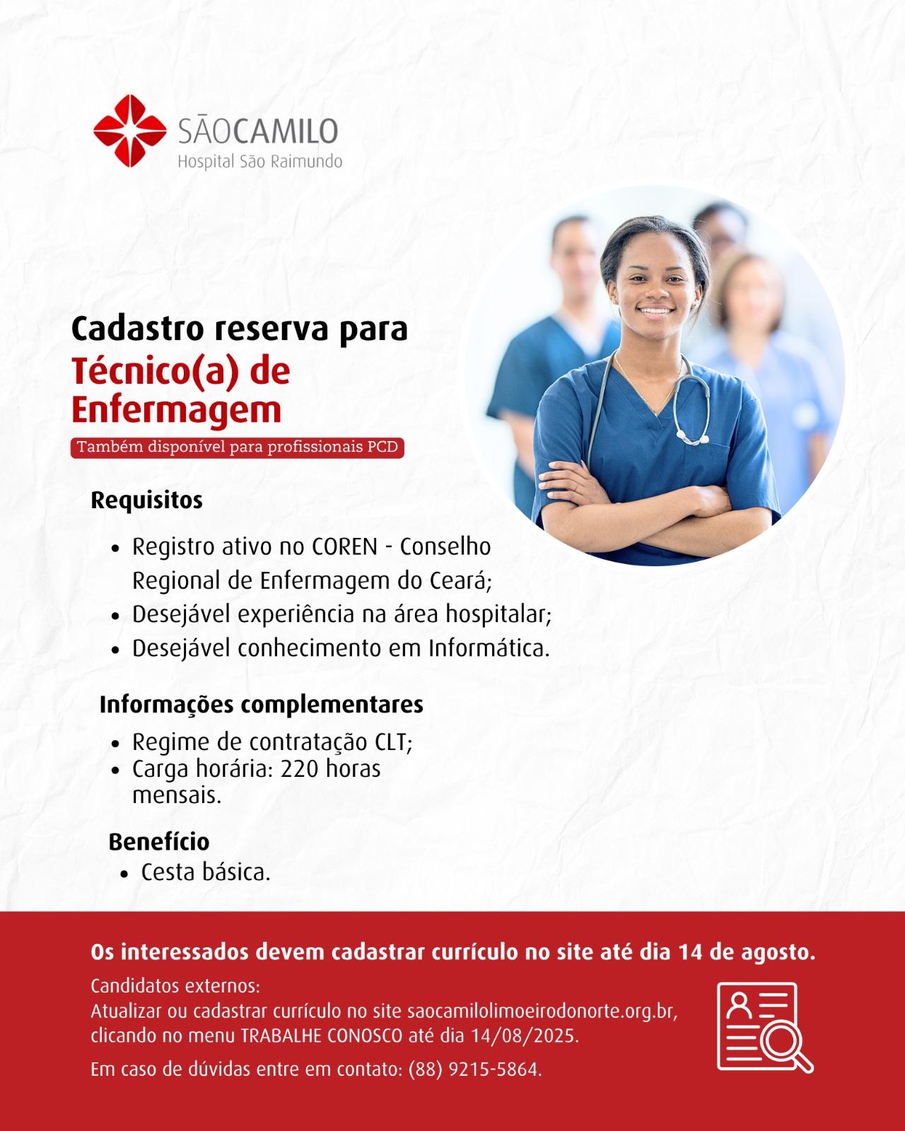 CADASTRO RESERVA PARA TÉCNICO(A) DE ENFERMAGEM