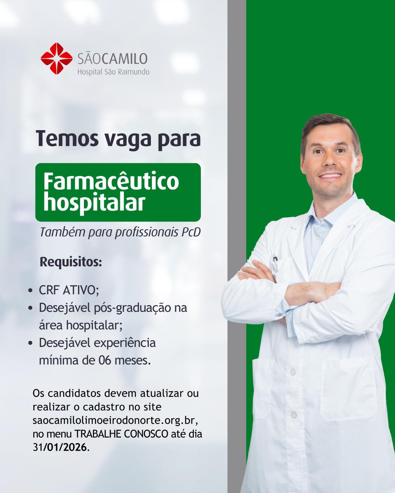CADASTRO RESERVA PARA FARMACEUTICO HOSPITALAR