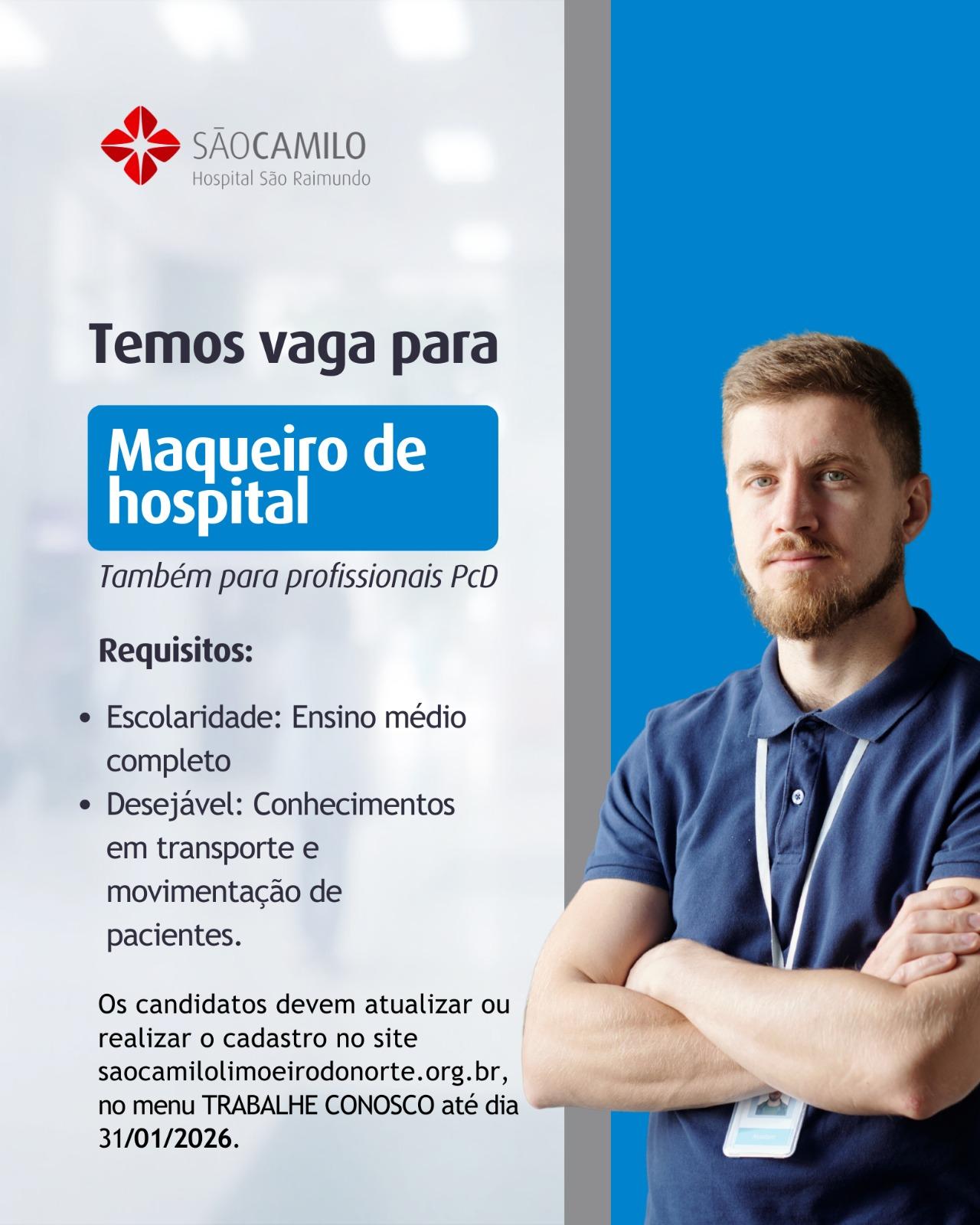 CADASTRO RESERVA PARA MAQUEIRO DE HOSPITALAR