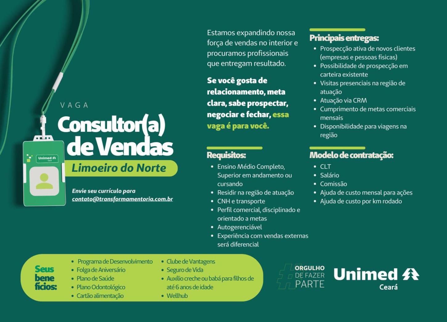 VAGA PARA CONSULTOR(A) DE VENDAS